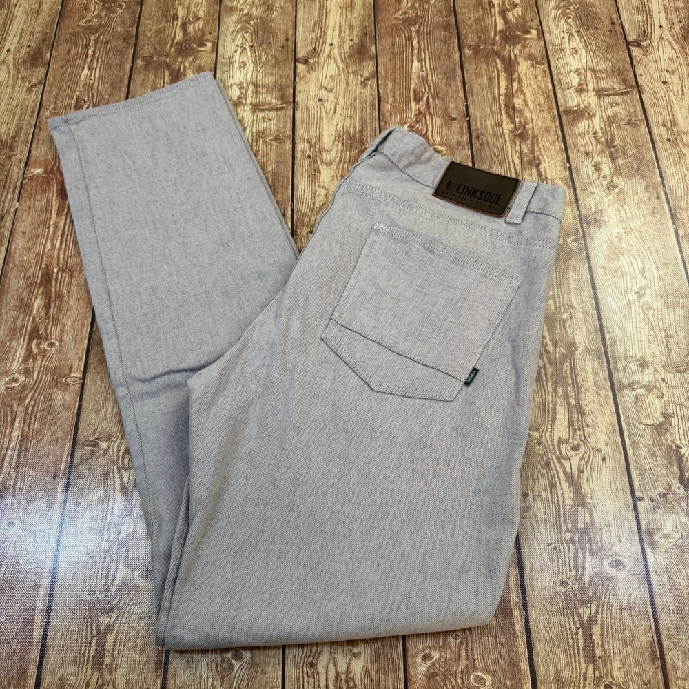 Linksoul L9876 Chino Pants Mens 35x34 Long Gray Stretch 5 Pocket